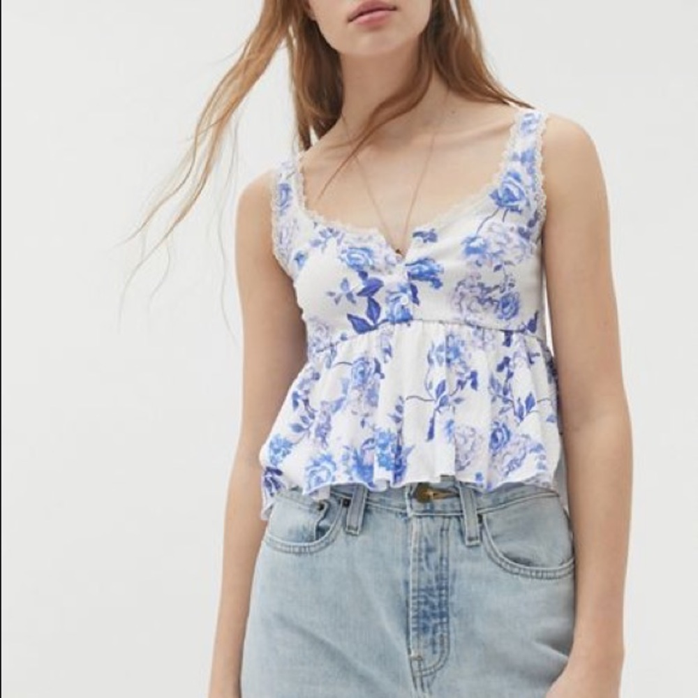 Urban Outfitters Val Lace Trim Petlum Cami